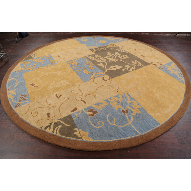 Red Barrel Studio® Handmade Wool Blue/Gold Rug Wayfair